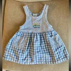 Vintage Oshkosh baby girl blue plaid dress Size 18 months